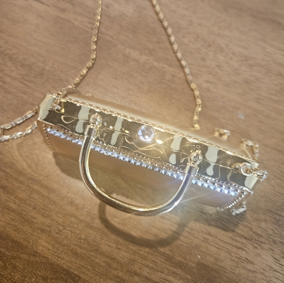 Gold with rhinestones small evening bag - Picture 2 of 5